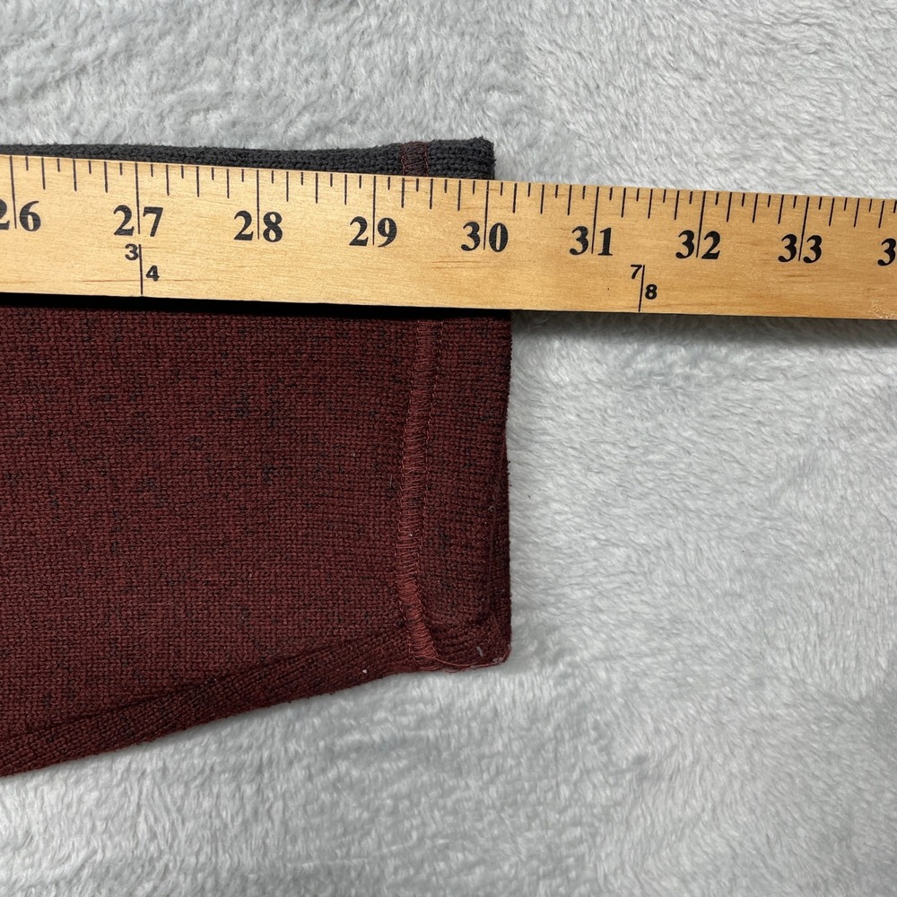 Eddie Bauer Sweater Men Large Burgundy Red Gray Raglan Fleece Lined Crewneck - Picture 8 of 10